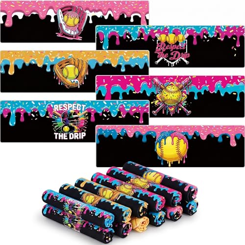 Tegeme 12 Counts Black Softball Ice Cream Drip Cooling Towels 40x12 Sports Breathable Chilly Ice Fast Drying Towel Cool Training Sweat Rag for Coach Sport Party Favors Team Gift