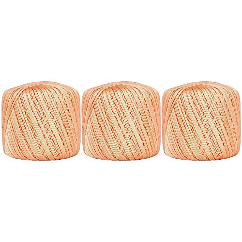Image of ThreadArt 100% Cotton Crochet Thread Size 10, 3 Ball Pack, Apricot 17 | Soft pure cotton crochet thread for lace, doilies, amigurumi and crafts. Smooth finish with crisp stitch definition.