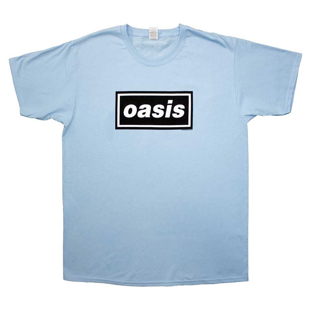 Rock Off Officially Licensed Products Men's Blue Oasis Decca Band Logo T Shirt L