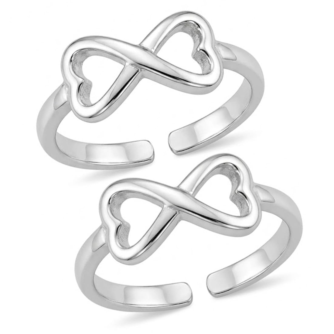 MJ 925 Infinity Hearts Toe Rings in Pure 92.5 Sterling Silver for Women, Adjustable-image-10