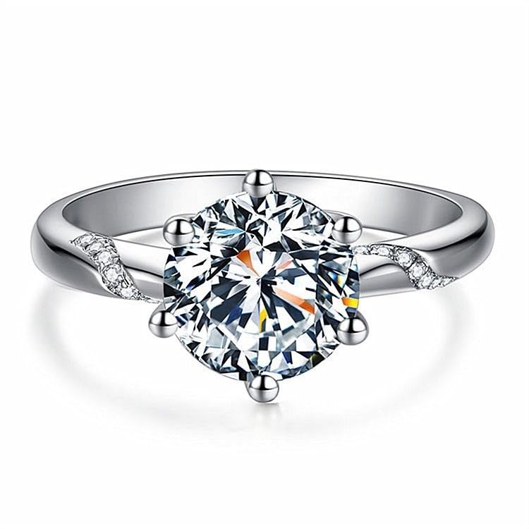 1 Carat Round Diamond Engagement Adjustable Ring for Women, 925 Silver Ideal Cut Sparkling Wedding Band & Anniversary Jewelry Gift3