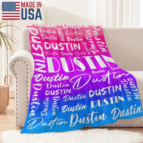 Name Blanket Personalized Name Blanket Customized Blanket with Name Text for Adult Kid Birthday Christmas Mothers Fathers Valentines Day Gift