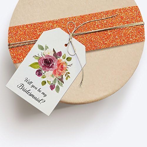 Will You Be My Bridesmaid Gift Tag, Bridesmaid Box, Oversized Watercolor Floral Wedding Party Proposal Gift Bag Tag