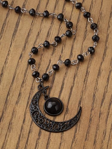 Sacina Gothic Y2k Layered Black Crescent Moon Choker Necklace, Gothic Goth Necklace, Christmas Jewelry Gift for Women4