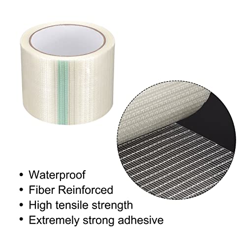 Image of MECCANIXITY Filament Strapping Tape, 3 Inch x 22 Yards 5.3 Mil, Reinforced Fiberglass Tape Transparent