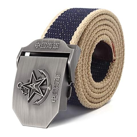 LLZGPZPD Cinturón De Lona Chino Navy Estrella 3D Cover