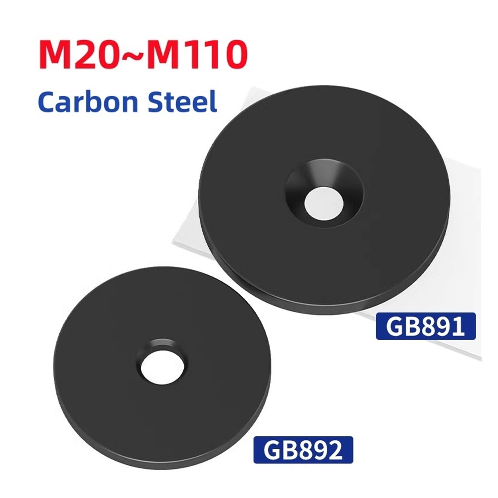 Edelstahl Beilagscheiben M20 ~ M110 Wellenende-Sicherungsringe aus schwarzem Kohlenstoffstahl, Befestigungs-Haltering, verdickte flache Unterlegscheibendichtung(GB891 Countersunk,M50-5pcs)