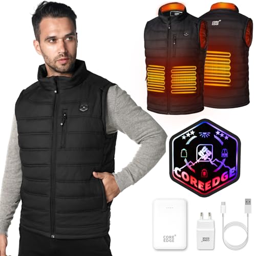 COREEDGE Beheizbare Weste Herren mit 10000mAh Powerbank,...