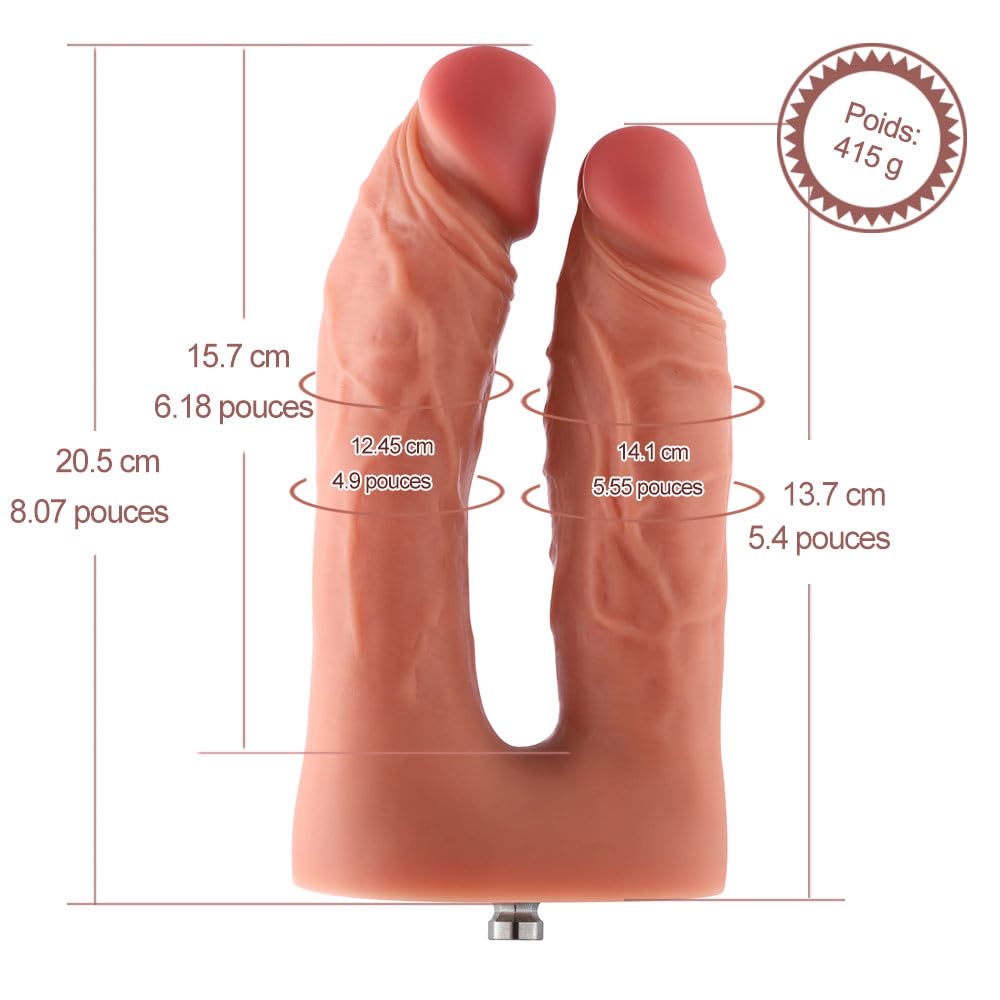 Hismith dildo realistico 16,5 cm dildo anale,dildo silicone per macchina del sesso,dildo doppio con sistema KlicLok, dildo per donna vagina e ano, anal dildo sex toys