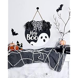 Black Halloween Wreaths for Front Door, Zingoetrie Ghost Door Sign Hey Boo Fall Porch Indoor Outdoor Home Party Wall Decor Housewarming Birthday Gift Black Halloween Wreaths for Front Door Zingoetrie Ghost Door Sign Hey Boo Fall Porch Indoor Outdoor Home Party Wall Decor Housewarming Birthday Gift