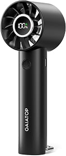 GAIATOP Portable Mini Handheld Fan: 3 Speeds, LED Display, Flashlight, 1800mAh USB Rechargeable Battery, Lightweight for Travel & Outdoor Black