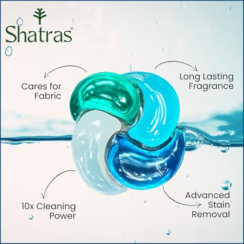 Image of Shatras Premium Laundry Detergent Pods | Bio-Enzyme Stain Remover | Quick Dissolve | Deep Clean & Fabric Care | For Top & Front Load Machines | Pack of 30