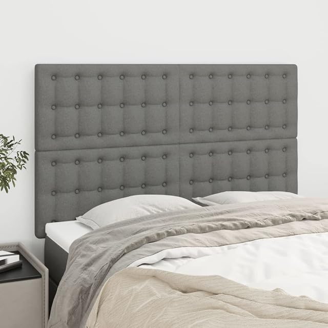 CUMYZO Headboards 4 pcs Dark Gray 28.3"x2"x30.7"/34.6" Fabric Gray 15.4kg/33.88Ib