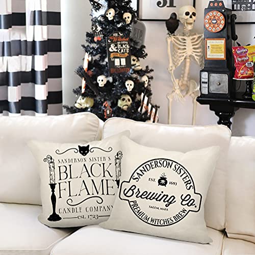 4Th Emotion Halloween Decor Pillow Covers 18X18 Set Of 4 Halloween Decorations Hocus Pocus Farmhouse Saying Outdoor Fall Pillows Decorative Throw Cushion Case For Home Couch Th023-18 #TOP4