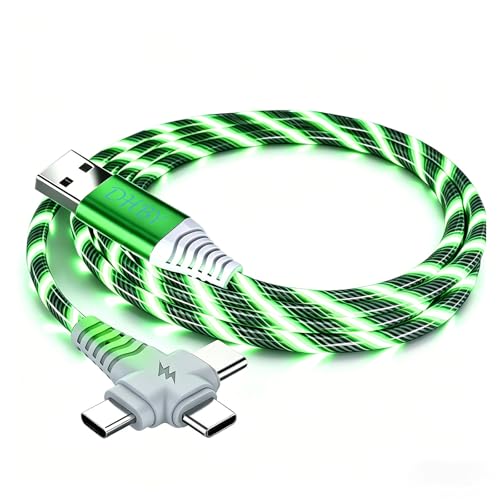 Image of 3-in-1 LED Green Flowing Light Fast Charging Cable 39-inch, Soft PVC USB Cable with Super Fast Charging, High-Speed Data Sync & Energy-Saving Light Effect, Compatible with Nearly All Devices.