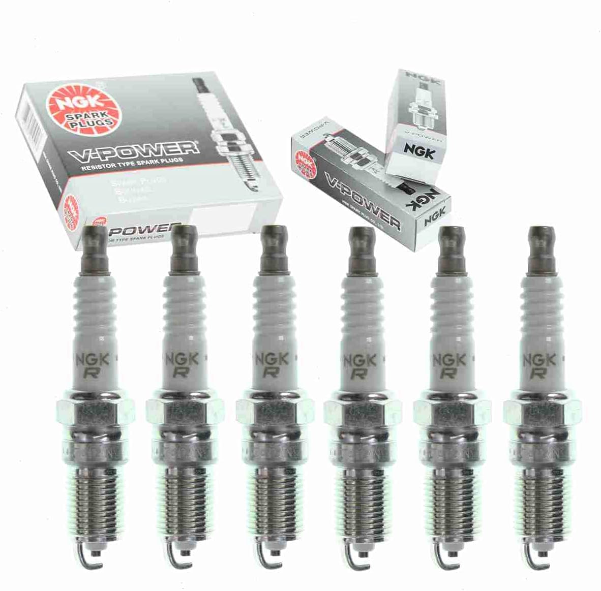 6 pc NGK V-Power Spark Plugs compatible with GMC Safari 4.3L V6 1996-2005