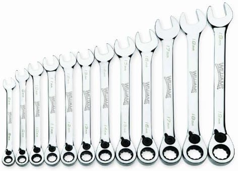 Williams MWS-12RC 12-Piece Metric Reversible Ratcheting Combination Wrench Set