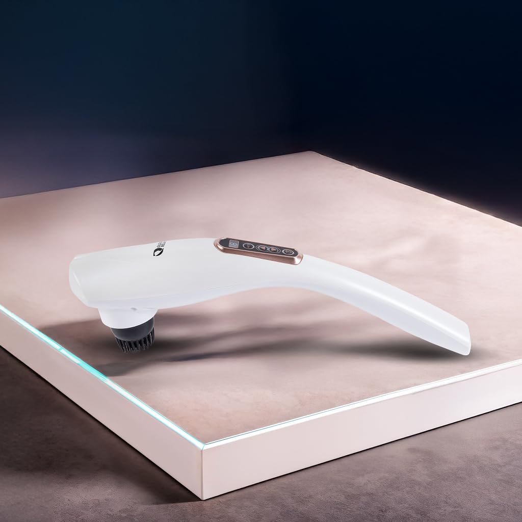 GLOBAL RELAX® | EGO Masajeador Corporal inalámbrico multifuncional | Blanco | Masaje Shiatsu I Percusión | 6 Cabezales intercambiables | 10 niveles de intensidad | Pantalla LCD