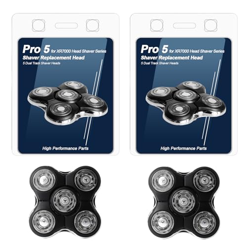 OXSITO 2 Pack 5-Head Replacement Blades for Remingtons XR7000 Balder Pro Dual Track Flexing Cutters for Bald Head Shaving Washable Electric Razor Spare Part