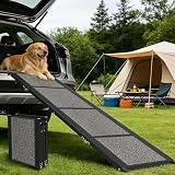Hunderampe Klappbare Auto 63' × 17', 160cm, Faltbare Haustierrampe für Große Hunde mit Rutschfestem Teppichbelag, Tragbare Hunderampe für SUV, PKW & LKW