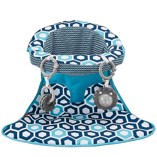 Image of Replacement Part for Fisher-Price Sit-Me-Up Floor Seat - FKD95 ~ Replacement Cover /Cloth Seat ~ Blue, White and Turquoise Colors