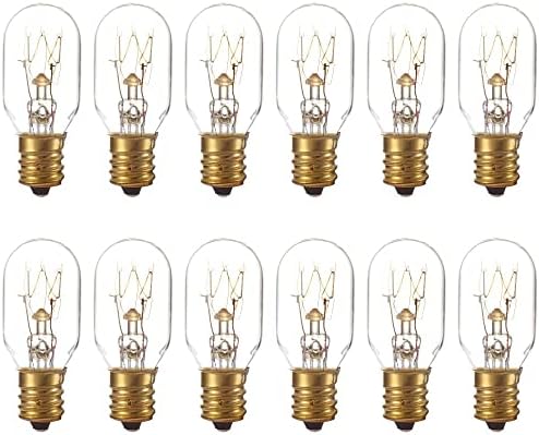 Himalayan Salt Lamp Bulbs, 25 Watt Original Replacement Long Lasting Incandescent Candelabra Light Bulbs E12 Socket, Pack of 12