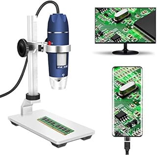 Jiusion HD 2MP USB Digital Microscope 40X to 1000X Portable Magnification Endoscope Camera with 8 LEDs Aluminum Alloy Stable Stand for OTG Android Mac Windows 7 8 10 11 Linux