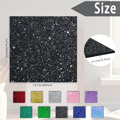 Image of Glitter Acrylic Sheets, Black, 8 inchx8 inch, 2 Pack | 1 /8 in Thick