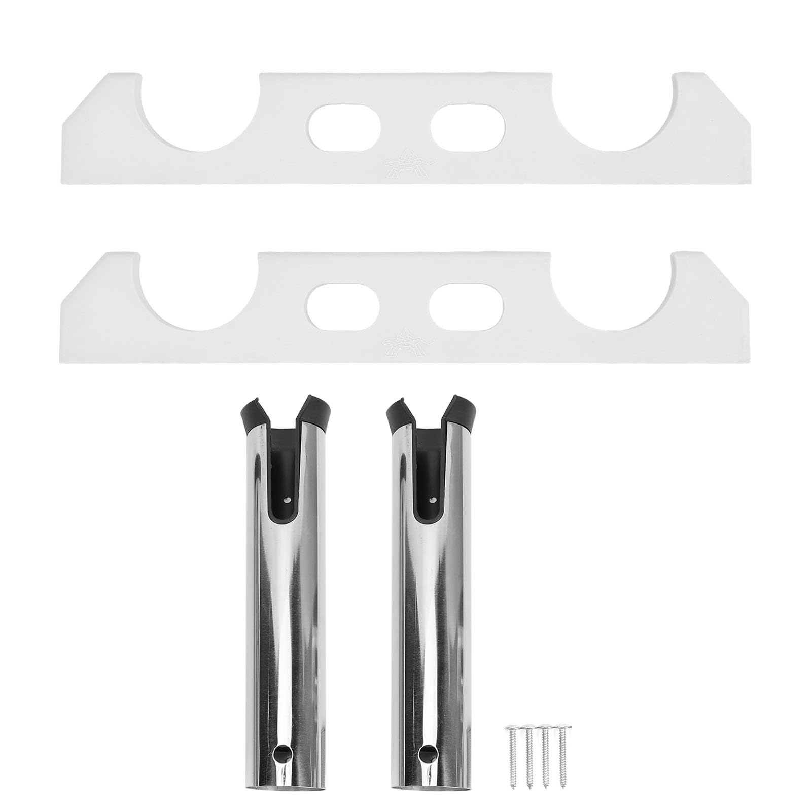 Hidyliu Soporte para Caña de Pescar de Acero Inoxidable, Soporte de Tubo de Doble Enlace Resistente para Yate Marino RV, 2 Unidades