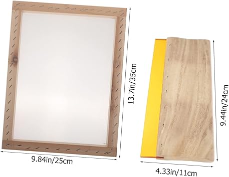 VILLFUL Stencil Set Wooden Handle Ink Scraper Silk Board Squeegee for Graphic Textile