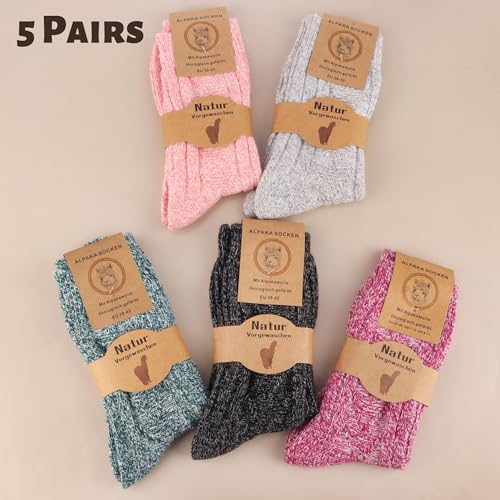 Jeasona Alpaca Wool Socks Women Hiking Socks Warm Winter Thick Gifts for Women Mom2