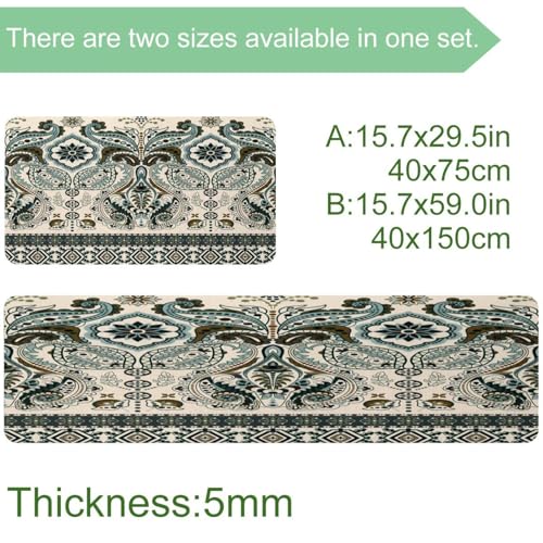 Tapis de cuisine lot de 2 lavable et absorbant style rétro vintage