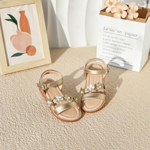 Image of Flaryzone Girls Sandals Open Toe Summer Flats Dress Sandals Shoes Toddler /Little Kid