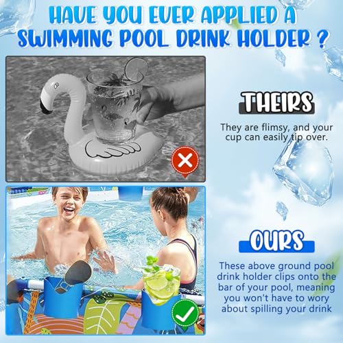 Pool Getränkehalter, 4 Stück Pool Getränkehalter Becherhalter Poolrand, Kunststoff getränkehalter Poolrand, Pool Getränkehalters aus Kunststoff, Pools Zubehör für Getränke, Handy