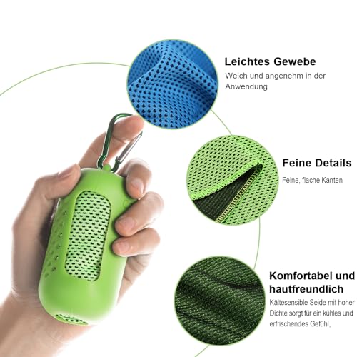 dogmoon Kühlende Handtücher, 3 Stück Schnelltrocknendes Sporthandtuch mit Tragbaren Silikonhüllen, Cooling Towel, Kühltücher Sporthandtuch Microfase für Fitness Outdoor Sports(30 x 90cm, 3 Farben)