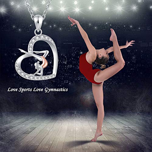 Jxjl Girls Gymnastics Pendant Necklace Gift Flipping Gymnast Charm S925 Sterling Silver Usa Team Sports Inspirational Graduation Jewelry For Teens Women #TOP1