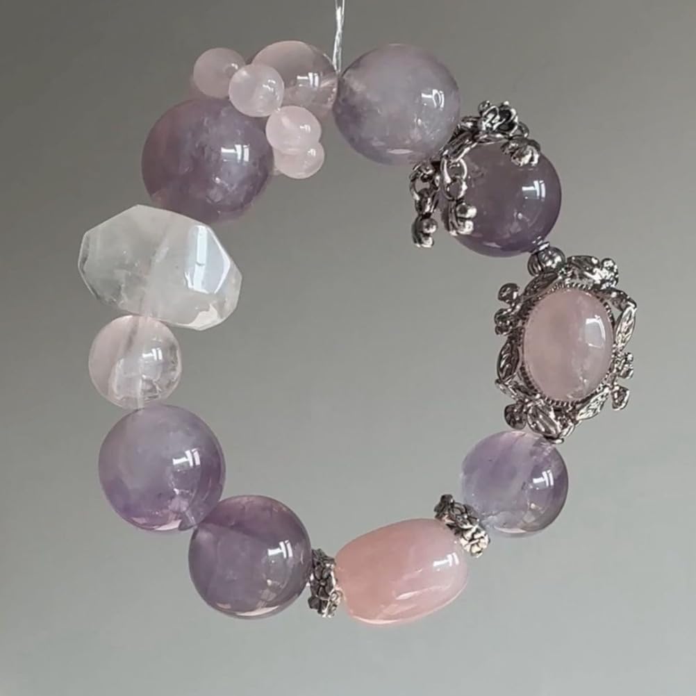 Pulsera de Cristal curativo Pulseras de Cuentas de Piedras Preciosas Naturales de 14 mm Pulsera elástica de Piedra para Mujeres Hombres Cristal de Cuarzo energético,B