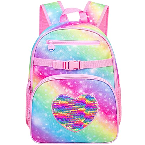 Ftjcf 3Pcs Backpack For Girls, 16" Kids Sequins Rainbow Bookbag With Lunch Box, Elementary Preschool Kindergarten School Bag Set - Pink #TOP6