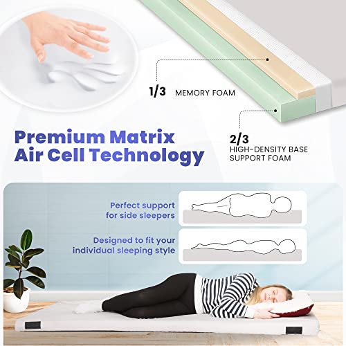 Matrix Cell Memory Foam Camping Mattress Pad - Certipur-Us Roll Up Mattress - Car Foldable Floor Mat For Adults - Sleeping Pad Guest Bed - Portable Travel Cot Pad - Camp Bed Roll #TOP1
