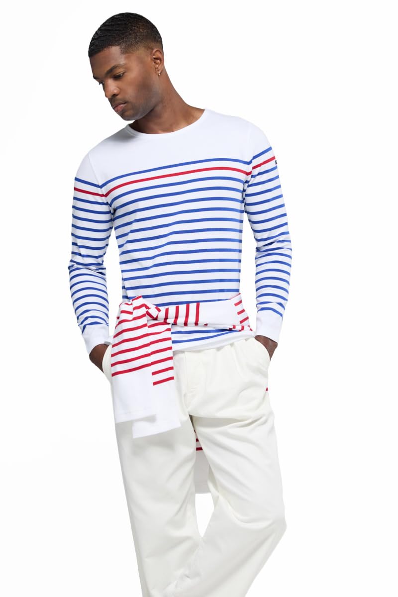 Armor Lux Men's Marinière rempart Homme Long Sleeve Top Not Applicable, White (Pm8 Blanc/Etoile/Braise Pm8), Small