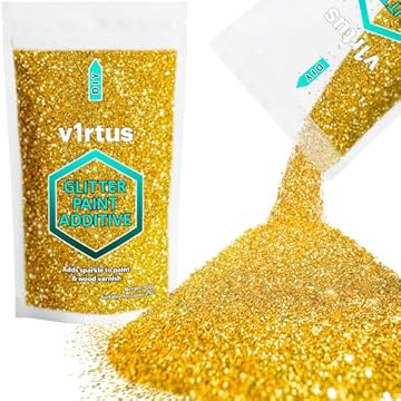 v1rtus Glitter Paint Additive - Gold | 100g Metallic Flakes for Adding Sparkle to Paints & Wood Varnish | Add to Emulsion, Acrylic & Latex for Indoor Sparkly Walls