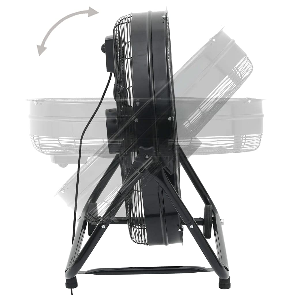 Trommelventilator Industriell 60 cm Aluminiumflügel 172,5 W Schwarz mit 3 Geschwindigkeitsstufen, rutschfesten Füßen und Rollen für Bodenbelüftung, Kühlung
