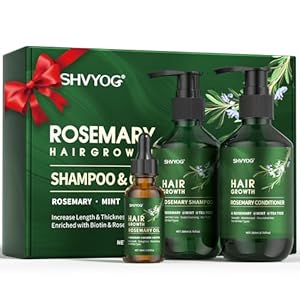 Rozemarijn Shampoo Conditioner Set, Rozemarijn Haargroei Olie met Munt Biotine, Biologische Anti Haaruitval Shampoo, Reinigt, Hydrateert Haar, 3-delige Set Cadeaus voor Mannen Vrouwen, 200ml*2+30ml
