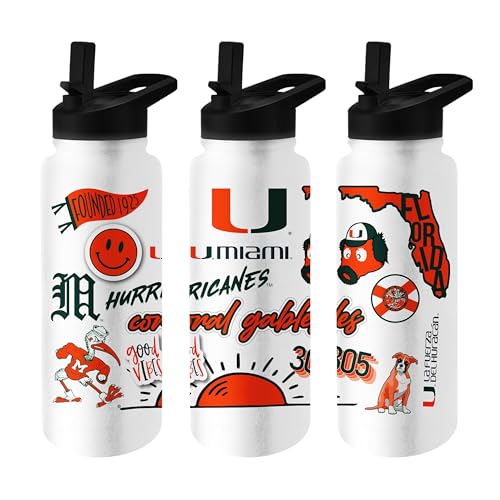 Image of Logo Brands NCAA Native 34 oz Quencher Water Bottle - | Local Icons Design | Double-Wall Insulated| Leak-Proof Lid & Built-In Straw