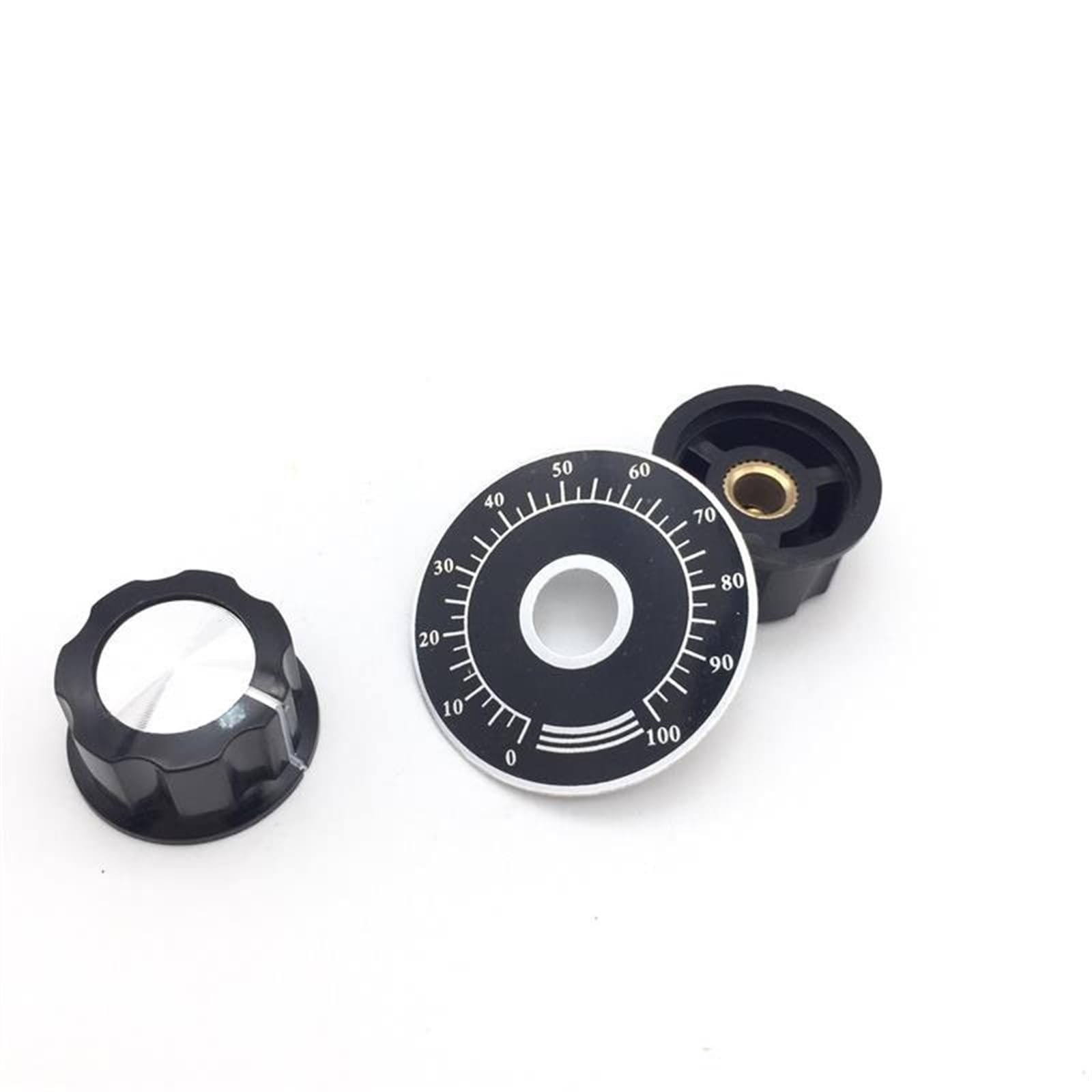Juego de 10 tapas de perilla de potenciómetro de MF-A03, núcleo de cobre de 6mm con escala de perilla de potenciómetro 0-100 WTH118, escala digital