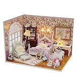 Flever Dollhouse Miniature DIY House Kit Creative Room With Furniture and Cover for Romantic Valentine's Gift(Third Inch Sunshine)