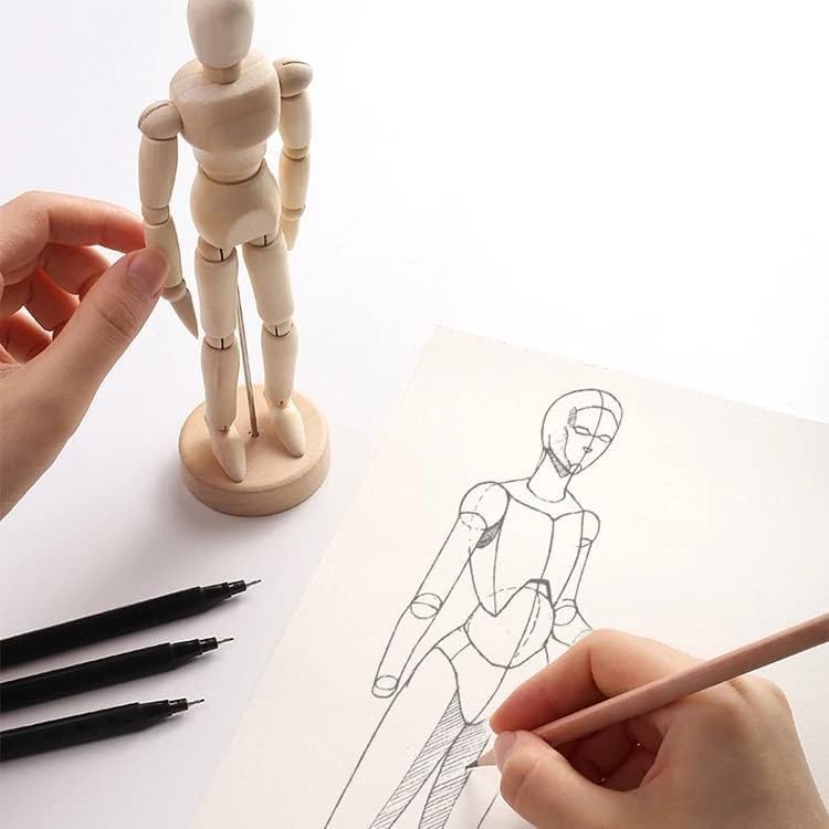 Image of KNAFS 14CM Wooden Manikin Movable Limbs Human Mannequin Model for Artist Sketching Hand Blockhead Puppet Home Decoration