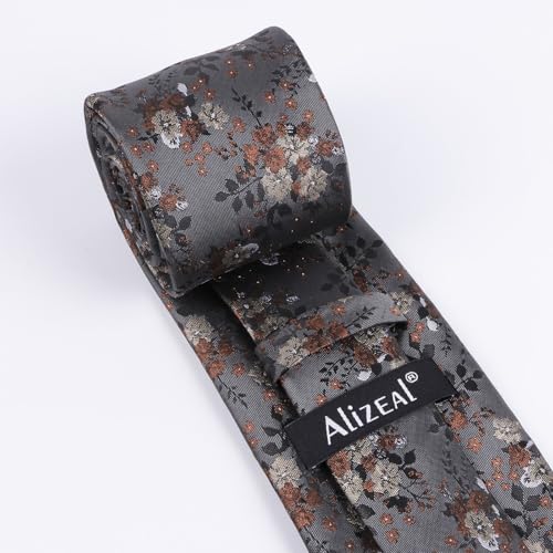 Image of Alizeal Mens 3.15inches Delicate Floral Tie with Small Flower Printed Handkerchief Set