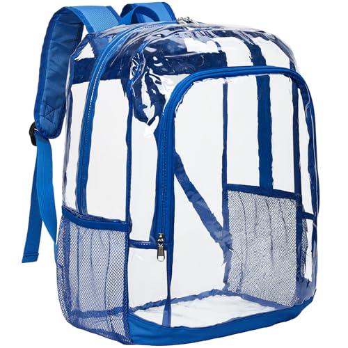 Image of Vorspack Clear Backpack for School, 18.5 Inch Large Clear Bookbag - Blue