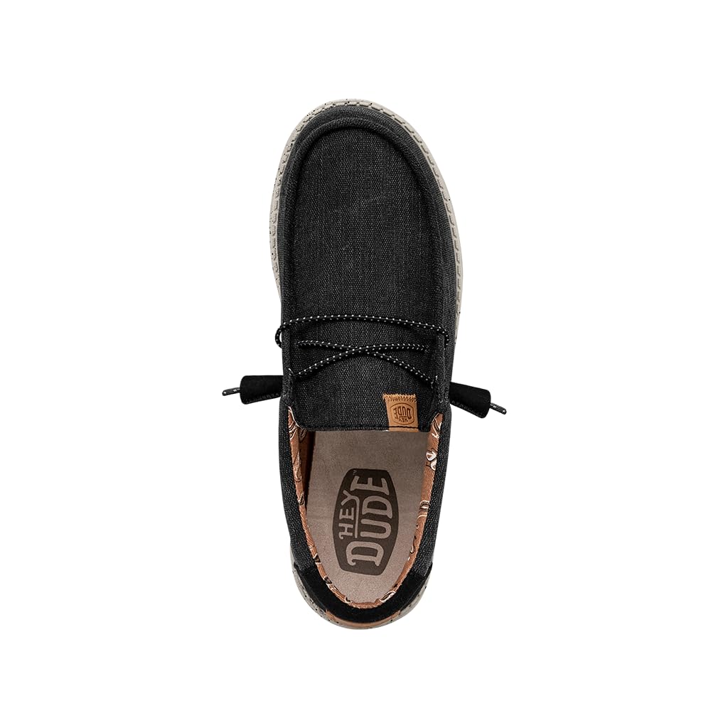 HEYDUDE Men Wally Washed Canvas Black Casual Moccasin 43 EU